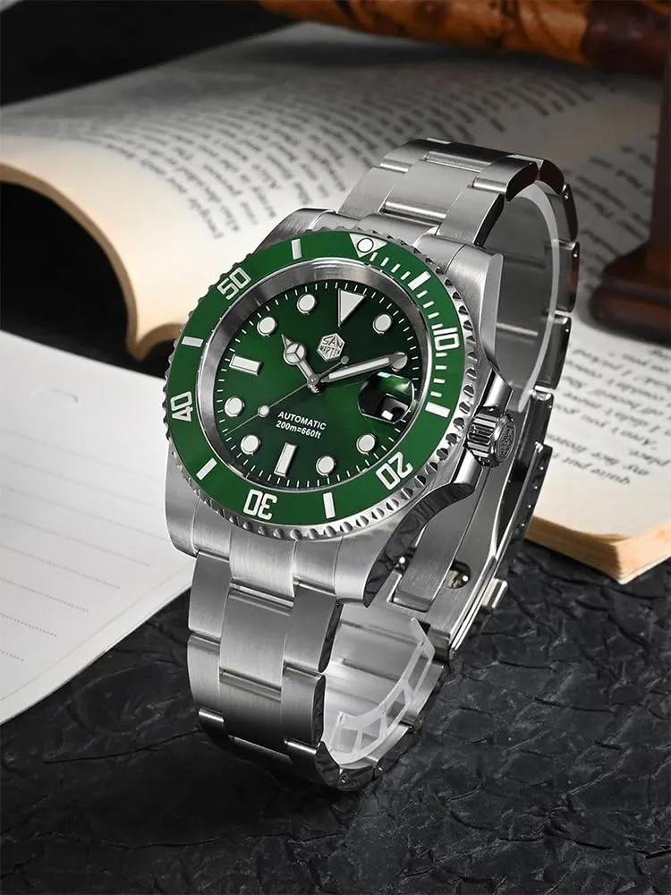 San Martin Men Watch SN017GB, 40 mm 20 Bar Diver Watch NH35 Automatic Mechanical Luxury Diving Waterproof Wrist Watch