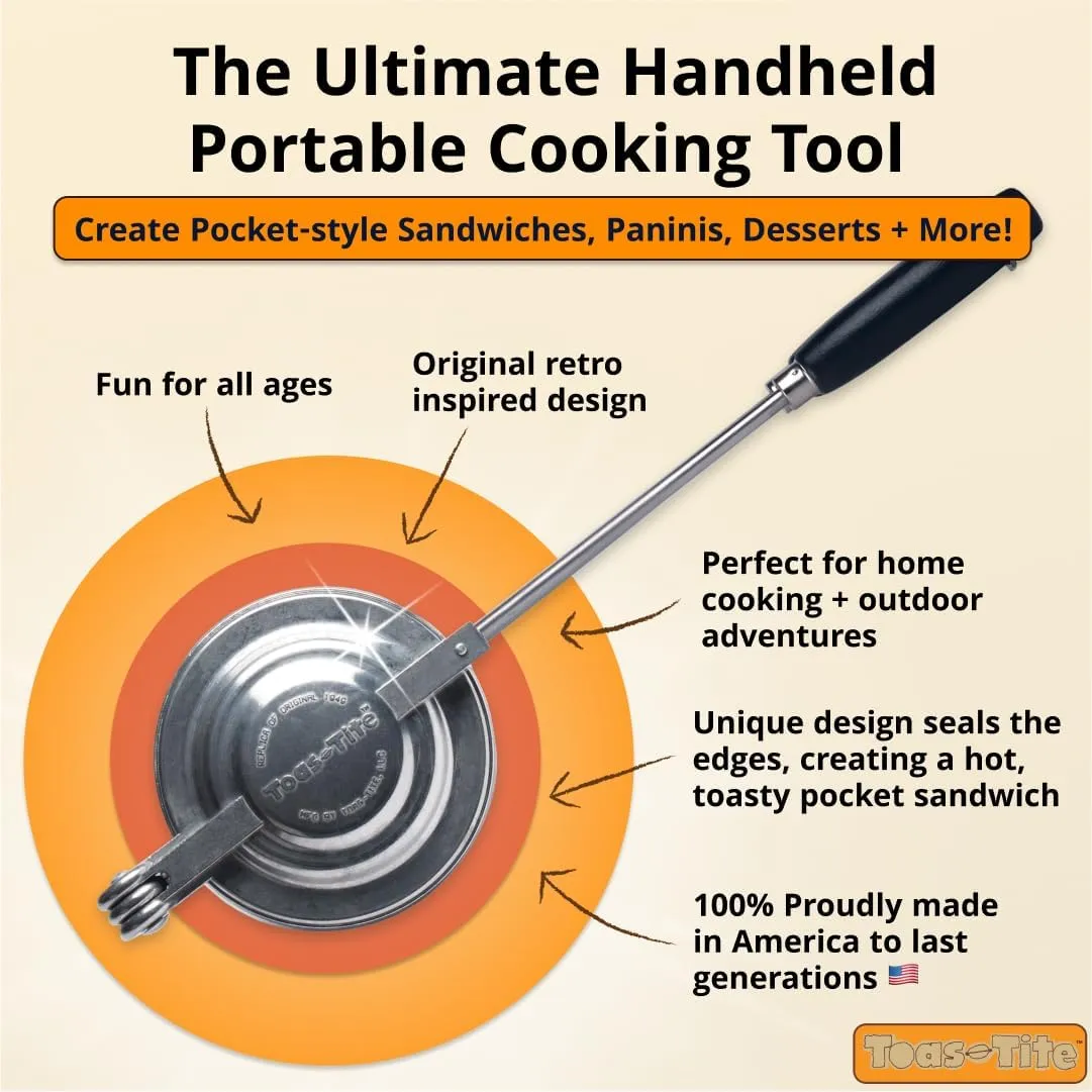 Sandwich Grill - Handheld Pie Iron, Sandwich Maker, Hand Toaster, Panini and Sandwich Press for Hand Made Hot Sandwiches and Pies - Perfect for Stovetop, Grill and Campfire