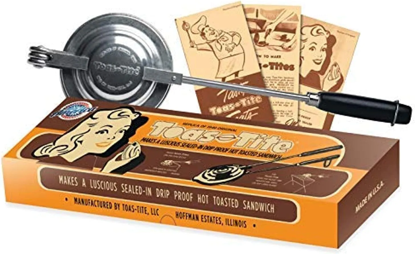 Sandwich Grill - Handheld Pie Iron, Sandwich Maker, Hand Toaster, Panini and Sandwich Press for Hand Made Hot Sandwiches and Pies - Perfect for Stovetop, Grill and Campfire