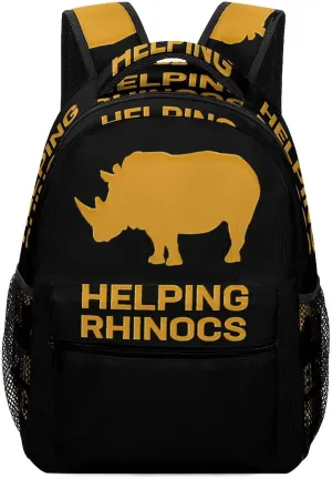 Save Rhinoceros Travel Backpack Lightweight Shoulders Bag Laptop Daypack for Work Office
