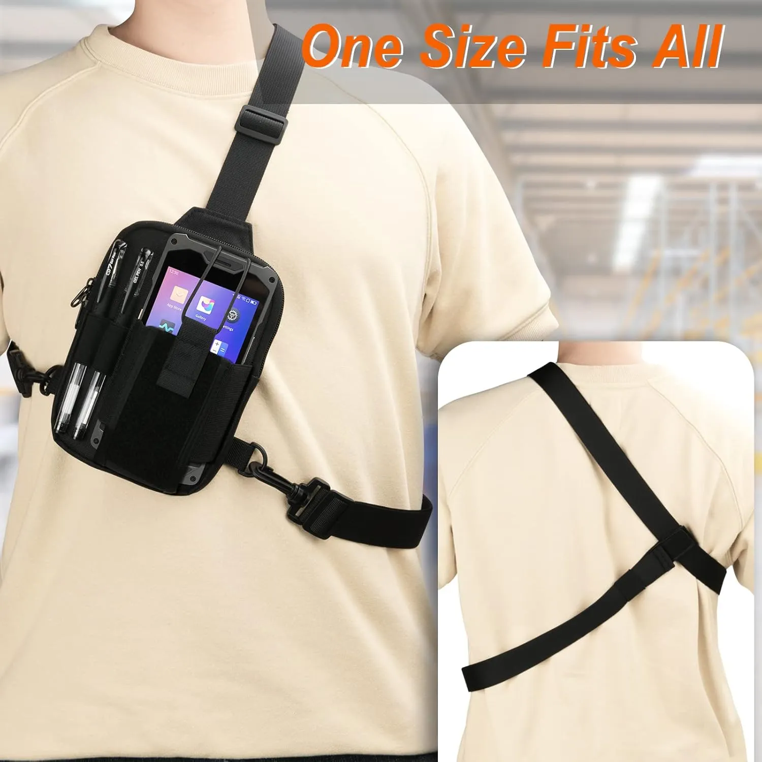 Scanner Holster, Universal Barcode Scanner Chest Harness, Carrying Case Pouch for Symbol, Zebra, USPS, Postal Scanners, Mobile Computer Handheld Barcode Scanner Holder (Chest Harness, Black)