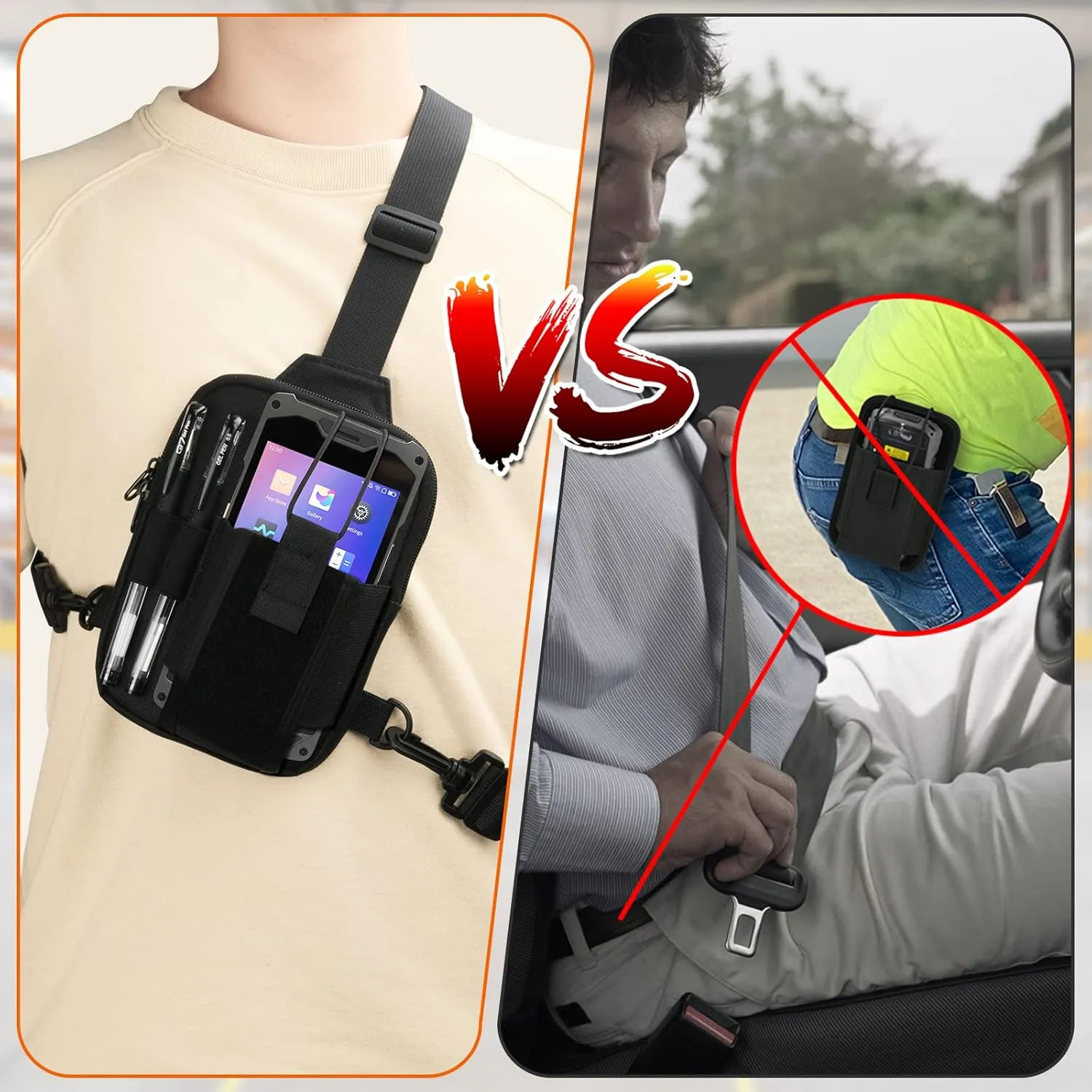Scanner Holster, Universal Barcode Scanner Chest Harness, Carrying Case Pouch for Symbol, Zebra, USPS, Postal Scanners, Mobile Computer Handheld Barcode Scanner Holder (Chest Harness, Black)