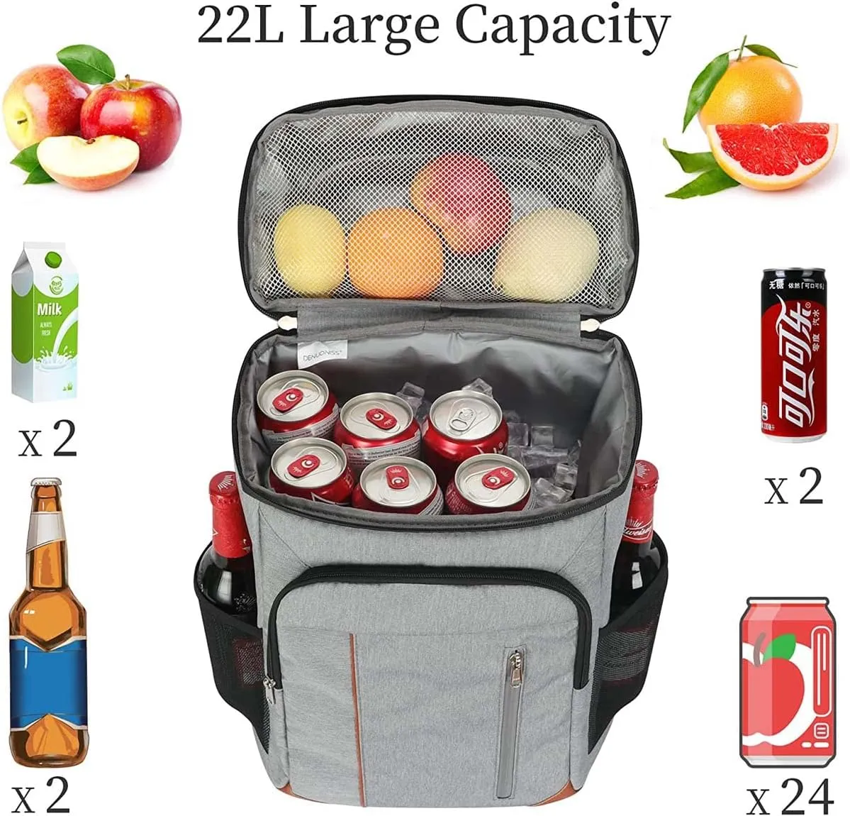 SCOSAO Backpack Cooler Insulated Leak Proof, Insulated Back Pack 22L Large Capacity, Lightweight Beach Travel Camping Lunch Backpack for Men and Women