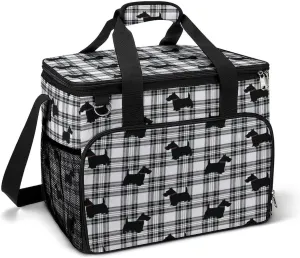 Scottish Terrier Plaid Cooler Bag, Collapsible Soft Sided Cooler, Large Leakproof Camping Cooler, Portable Travel Cooler for Camping, Road Trips