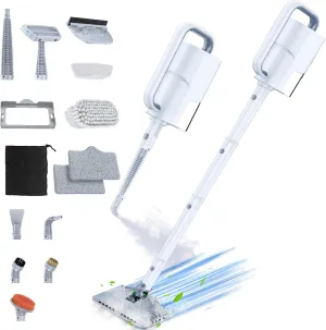 ScrubWiz Steam Mop Cleaner with Detachable Handheld Steamer, 10-in-1 Multi-purpose Accessories, 2 Adjustable Levels and Heats up in 10s for Cleaning Floor, Grout, Tile, Carpet and Whole Home Use