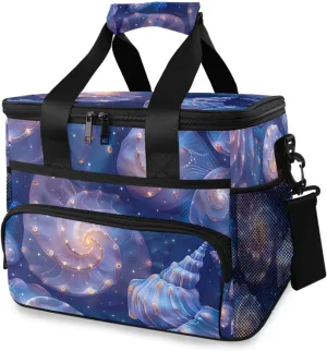 Seashells Galaxy Starry Sky Cooler Bag Insulated Cooler Soft Sided Cooler 24 Can Portable Picnic Bag Large Leakproof Lunch Bag Box for Beach Grocery Camping Travel Car Men Women