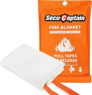 SecuCaptain Emergency Fire Blanket for Home and Kitchen - 40"x40" Flame Suppression Fiberglass Fire Blankets for House Camping Car Office Warehouse Emergency Survival Safety