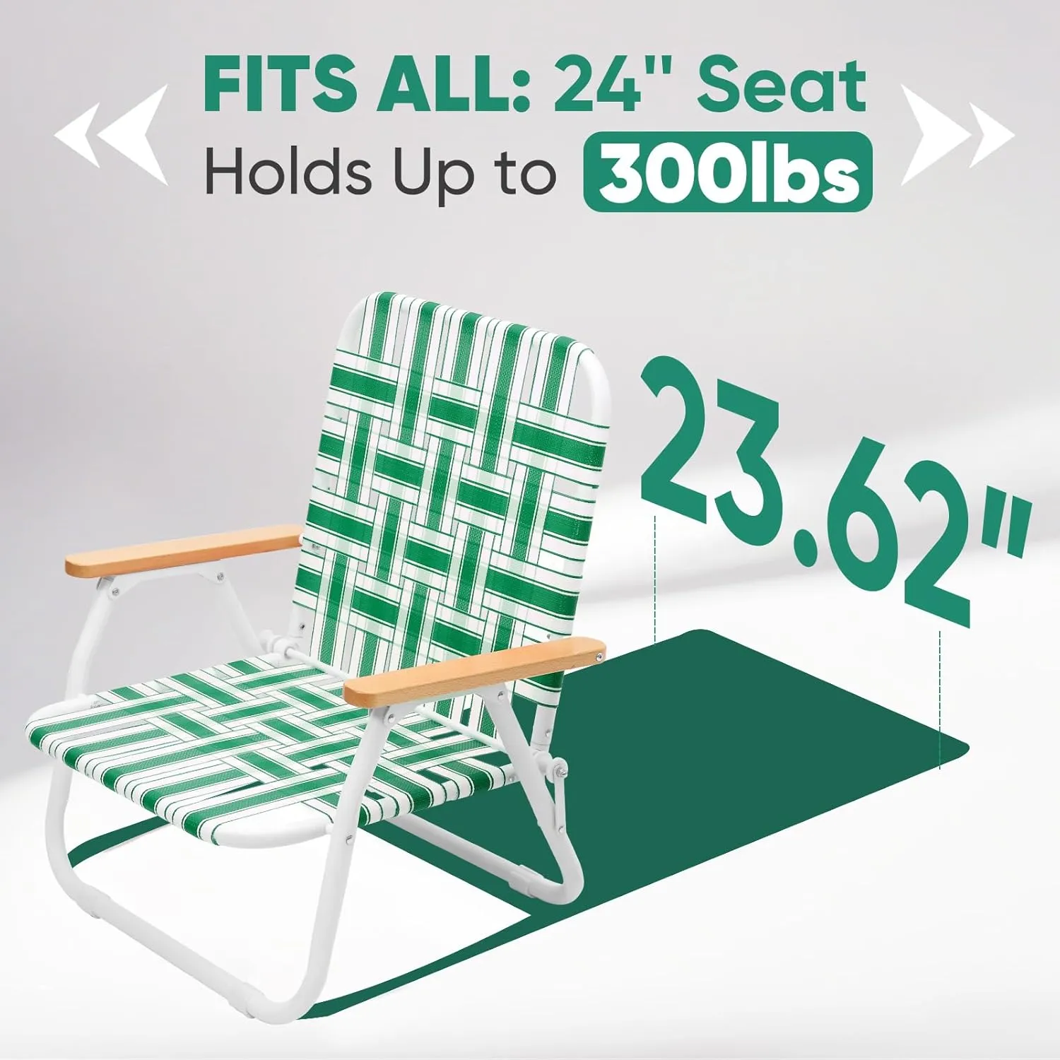 Sekey Folding Lawn Chairs, Beach Chairs for Adults with Backpack, Camping Chairs with Webbed Airflow Mesh, Patio Chairs with Rust-Proof Coating, Webbed Lawn Chair for Outdoor, Fishing, Backyard, Green