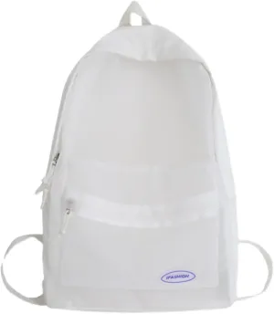 Semi-Mesh Backpack for School Student Stadium Approved Lightweight See Through Travel Casual Summer Large Bag (White)