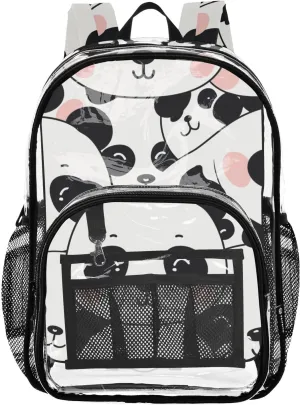 senya Transparent School Bag Chubby Shy Pandas Travel Backpack With Water-Resistant PVC Plastic Clear Bagpack