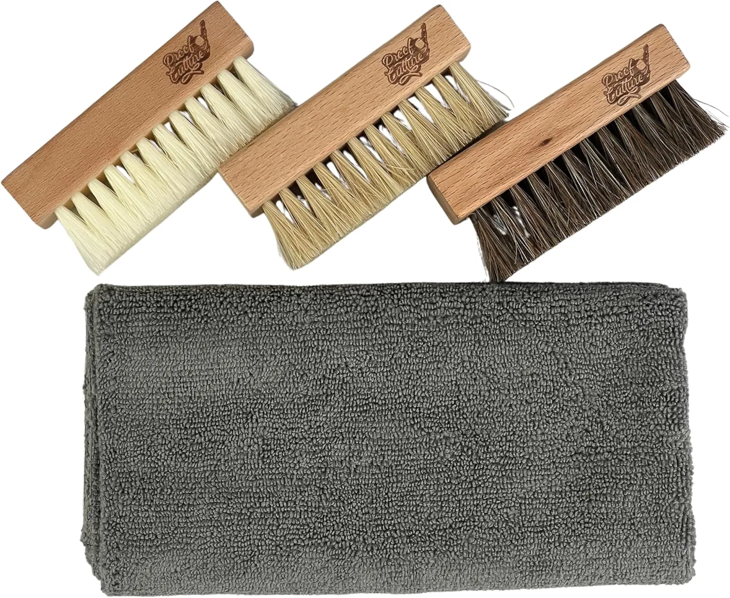 Shoe Cleaning Kit - 4-Piece Sneaker Cleaner Brush Set with Microfiber Cloth (Boar & Plastic Bristles)