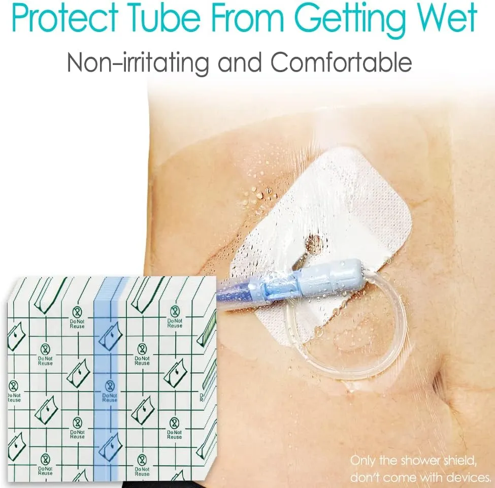 Shower Protector | 10x12 Inch Dialysis Catheter Shower Cover | Large Waterproof Picc Line Chemo Chest Port Wounds Dressing Shields Water Barrier Bandage (Pack of 25)