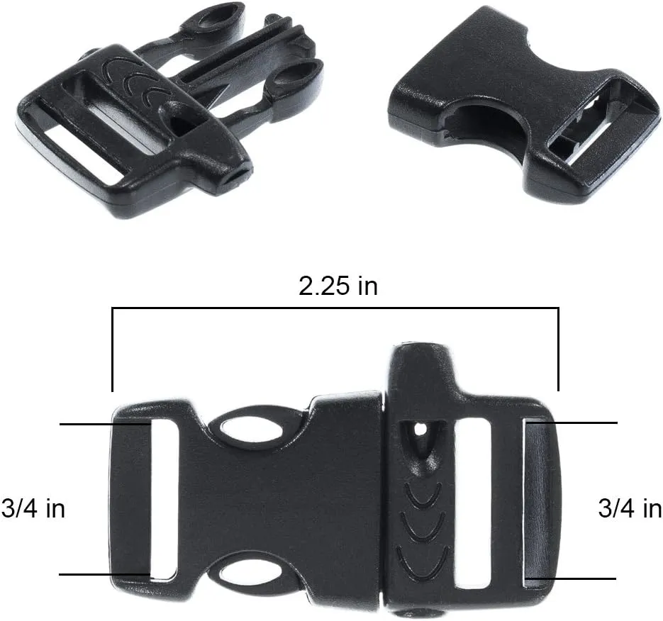 Side Release 3/4 Inch Whistle Buckle - Emergency Survival for Paracord Bracelet - Camping, Hunting, Fishing, Hiking