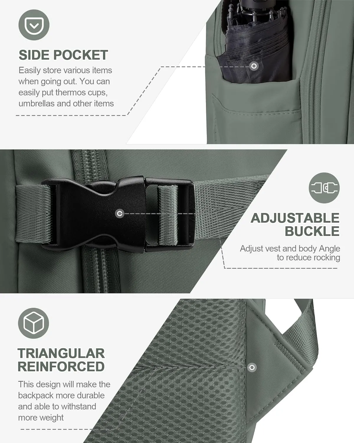 Simple Travel Backpack For Women Men,Carry on Backpack for Traveling on Airplane,Mochila de Viaje,Frontier Airlines Personal Item Travel Bag,Waterproof Luggage Backpack with USB Charging Port(Green)