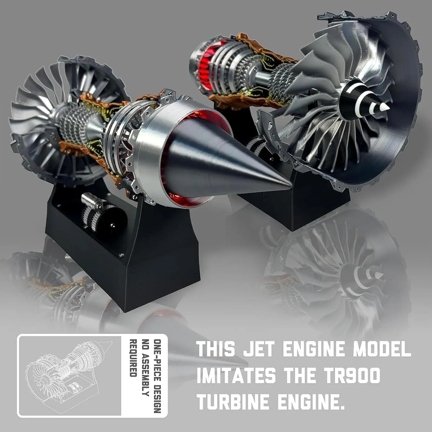 Simulation Aircraft Turbojet Engine Rotatable Model (Blue)