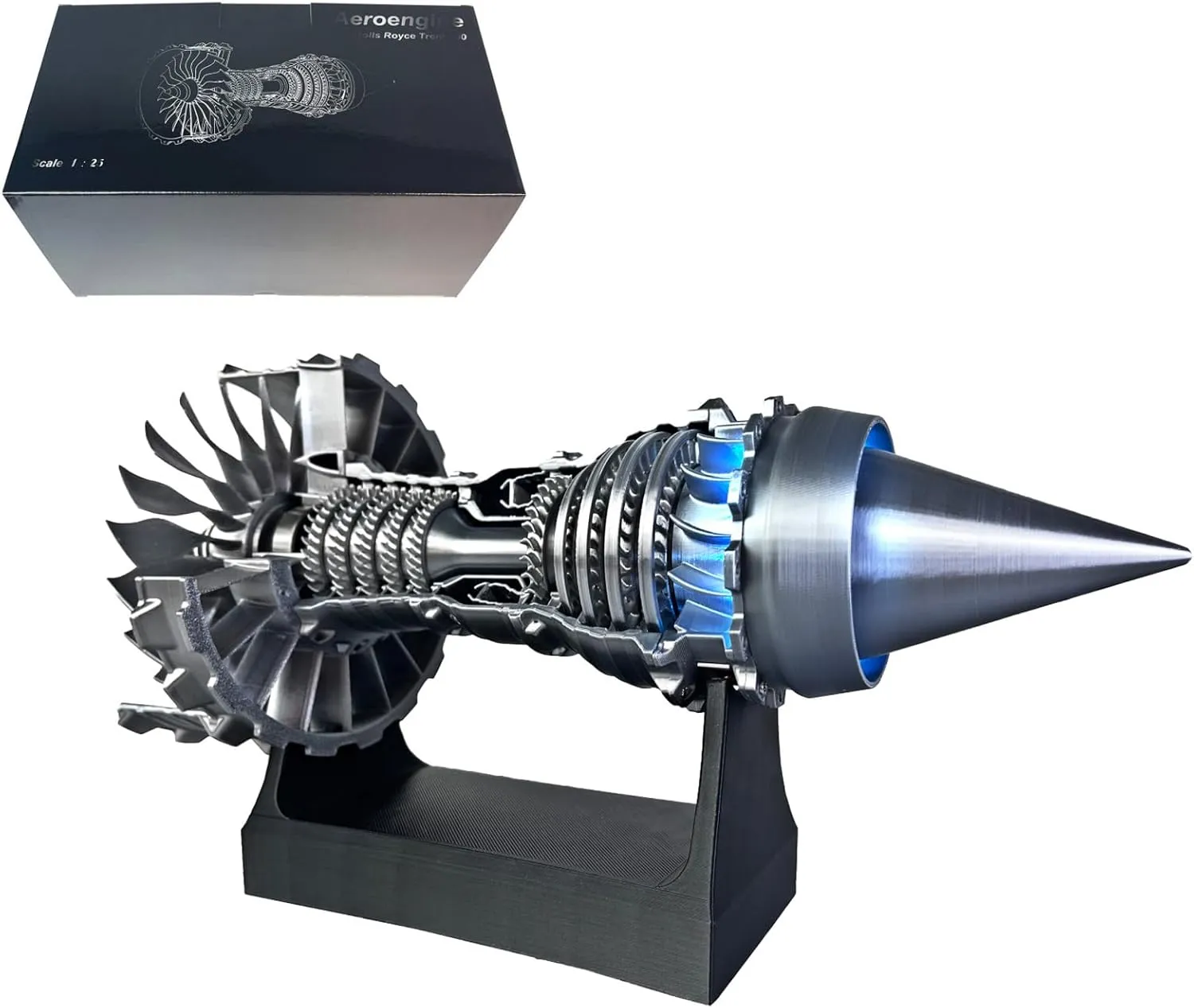 Simulation Aircraft Turbojet Engine Rotatable Model (Blue)