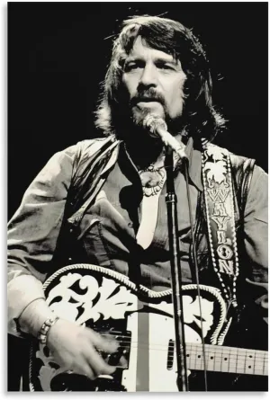 SINUJE Famous Guitarist Waylon Jennings Playing Poster Retro Musician Canvas Wall Art Print For Room Aesthetic And Decor (7) Poster For Living Room Bedroom Office Decor 16x24inch(40x60cm)