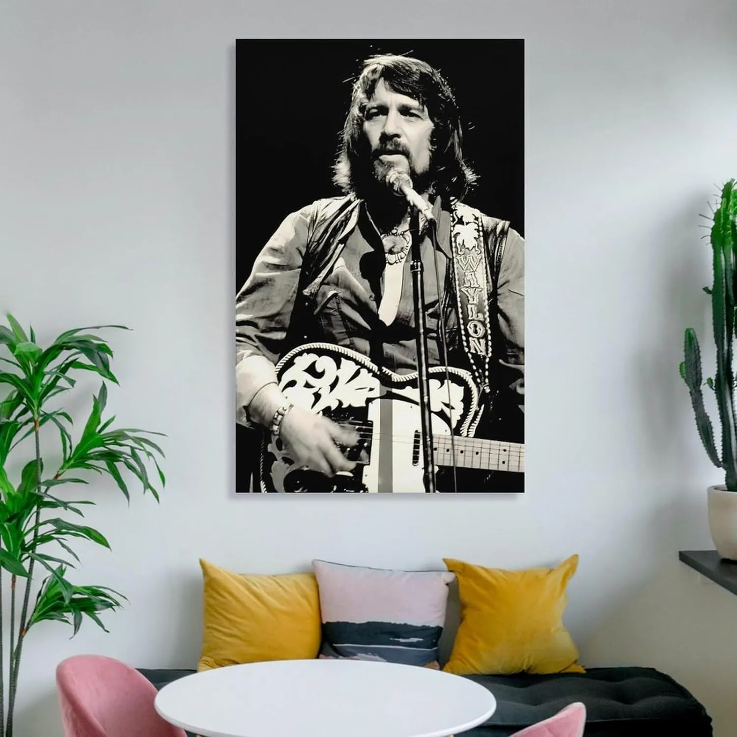SINUJE Famous Guitarist Waylon Jennings Playing Poster Retro Musician Canvas Wall Art Print For Room Aesthetic And Decor (7) Poster For Living Room Bedroom Office Decor 16x24inch(40x60cm)