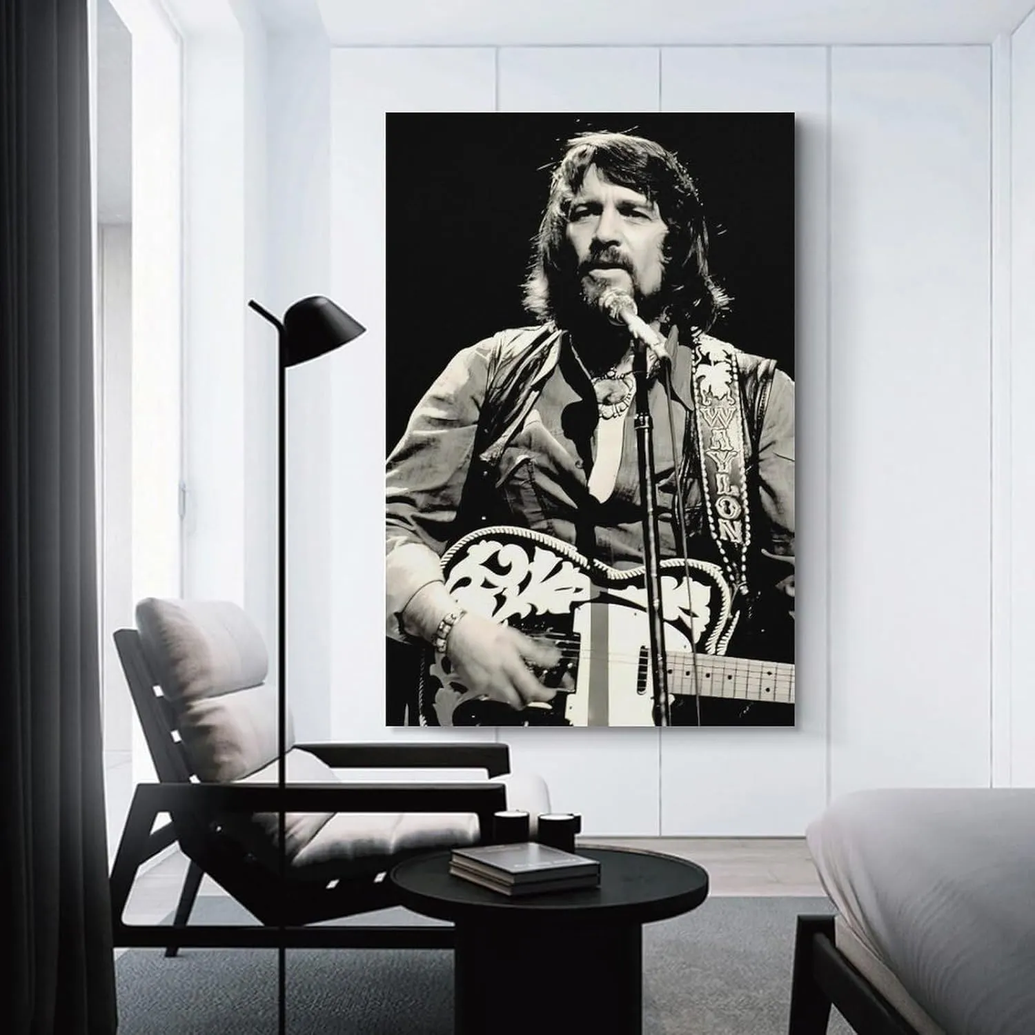 SINUJE Famous Guitarist Waylon Jennings Playing Poster Retro Musician Canvas Wall Art Print For Room Aesthetic And Decor (7) Poster For Living Room Bedroom Office Decor 16x24inch(40x60cm)