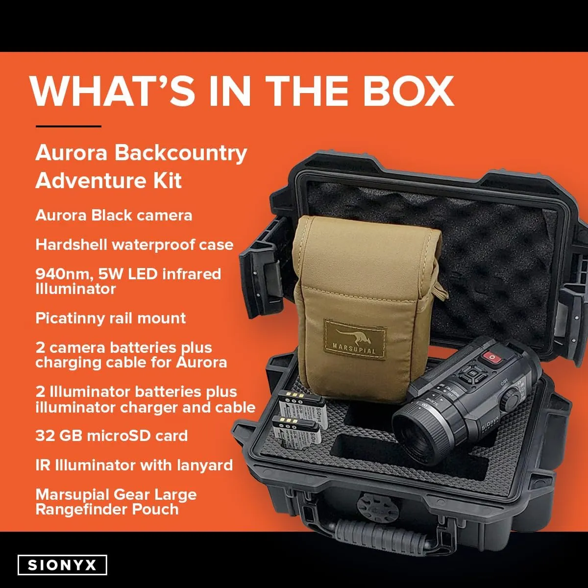 SIONYX Aurora Black Color Digital Night Vision Camera & Kits – Rugged and Impact-Resistant Aurora Black, WiFi, Mount, 32GB MicroSD Card, Waterproof Protective Case, & More