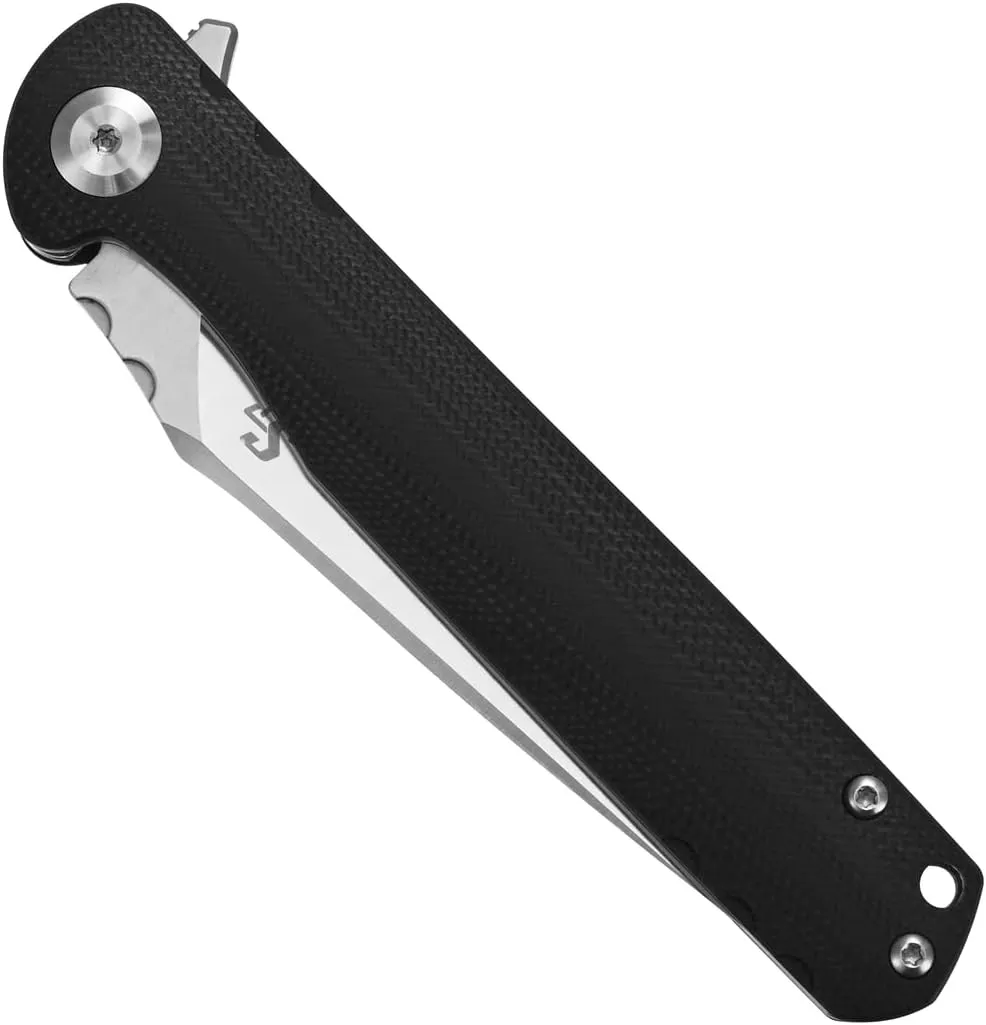 Sitivien ST101 Folding Knife, D2 Steel Blade G10 Handle Tool Knife, EDC Pocket Knife for Outdoor, Camping, Hunting, Survival (Black)
