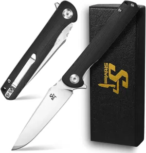 Sitivien ST101 Folding Knife, D2 Steel Blade G10 Handle Tool Knife, EDC Pocket Knife for Outdoor, Camping, Hunting, Survival (Black)