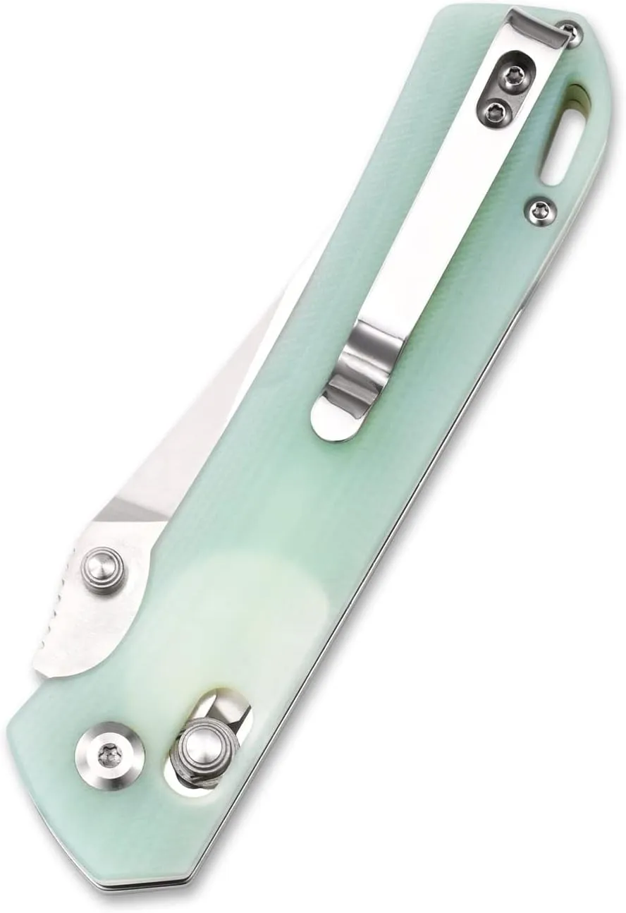 Sitivien ST124 Folding Knife, D2 Steel G10 Handle,Ball Bearing Pivot, Axis lock with Pocket Clip for Camping,Outdoor EDC Knife Tool-Jade