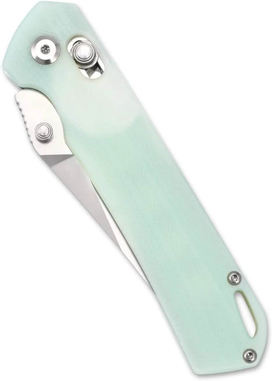 Sitivien ST124 Folding Knife, D2 Steel G10 Handle,Ball Bearing Pivot, Axis lock with Pocket Clip for Camping,Outdoor EDC Knife Tool-Jade