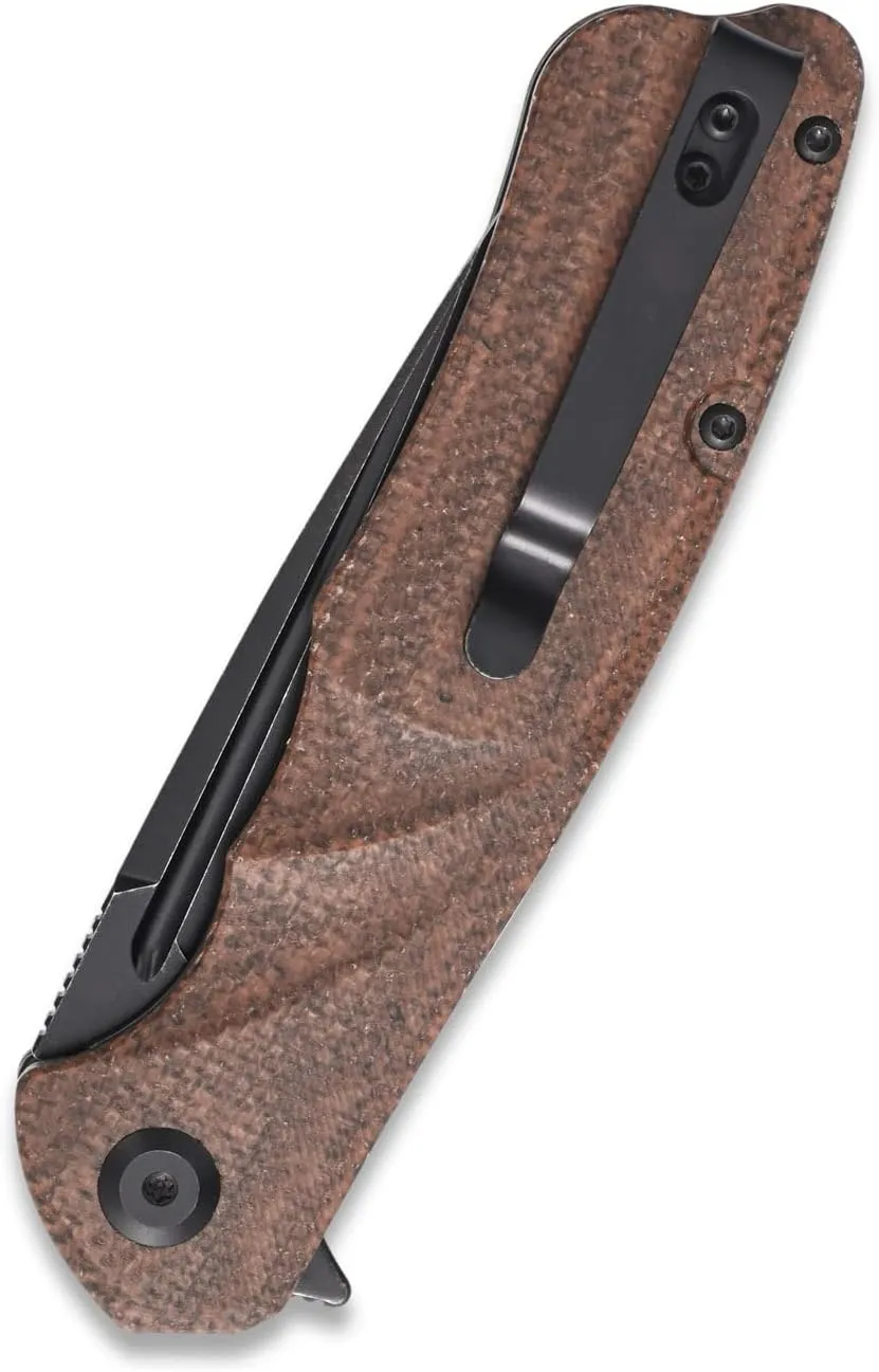 Sitivien ST132 Folding Knife,D2 Steel,Micarta Handle EDC Knife with Liner Lock for Outdoor Hiking Camping(Brown)