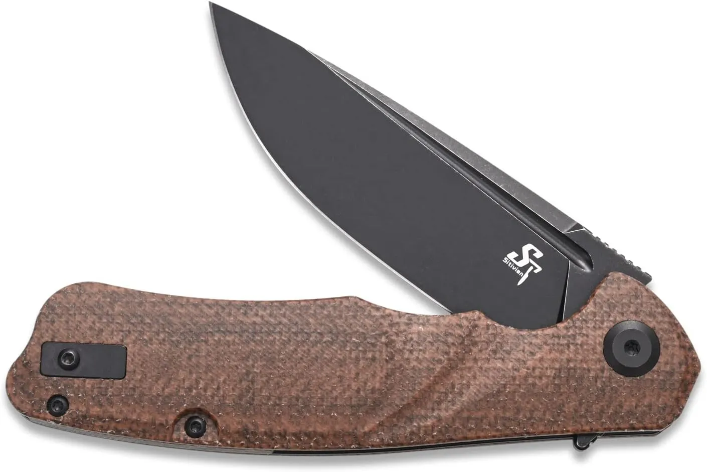 Sitivien ST132 Folding Knife,D2 Steel,Micarta Handle EDC Knife with Liner Lock for Outdoor Hiking Camping(Brown)
