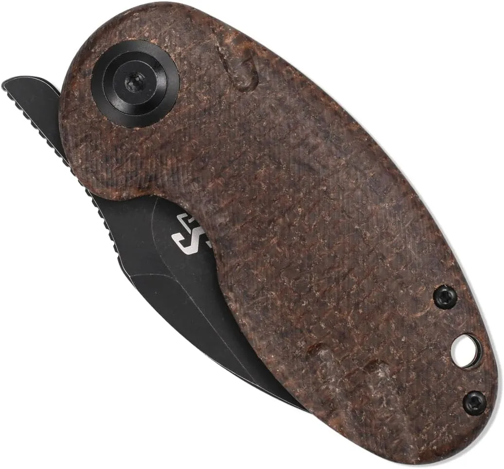 Sitivien ST153 Pocket Folding Knife,Sandvik 14C28N Black Stonewashed Blade with Micarta Handle,Chinese Zodiac Series EDC Tool Knifes Utility Knife for Camping Hunting Survival Hiking(Brown) … …