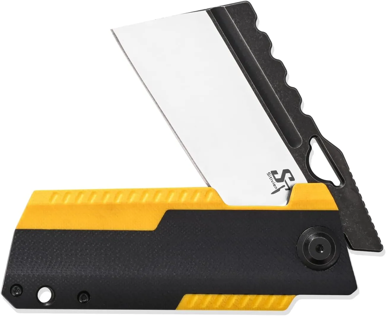 Sitivien ST155 Folding Knife,Sandvik 14C28N Steel Blade,G10 Handle EDC Tool Knife Pocket Knife for Fishing,Camping,Hiking(Black Yellow) …
