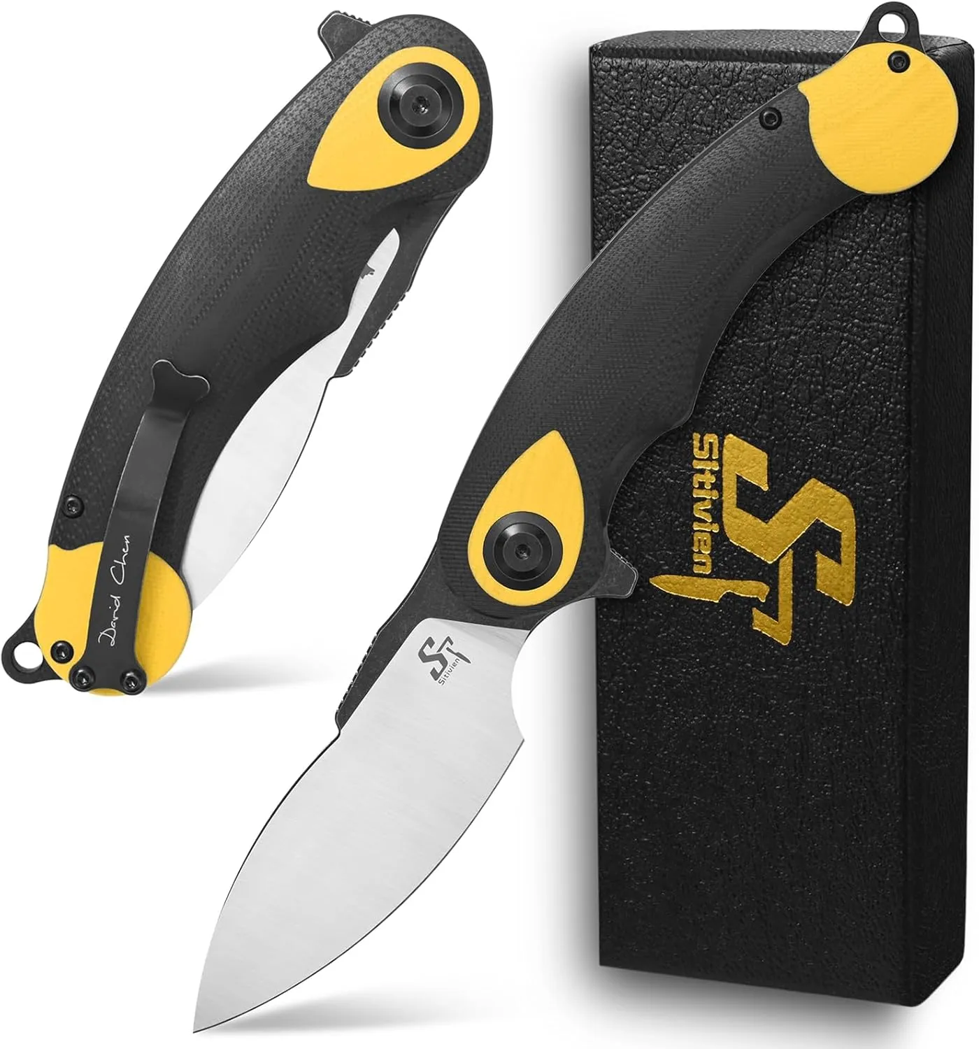 Sitivien ST157 Pocket Folding Knife,Sandvik 14C28N Steel Blade with G10 Handle,Chinese Zodiac Series EDC Tool Knifes for Outdoor Camping Hiking Survival Fishing(Yellow) … … …