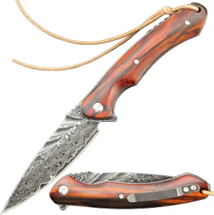 Sitivien ST242 Damascus Steel Folding Knife,Flipper Liner Lock Knife with Damascus VG10 Core Blade,Dalbergia Handle for Everyday Carry, Hunting and Outdoor …