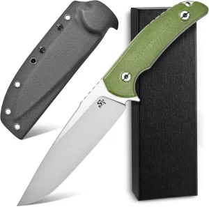 Sitivien ST26 Fixed Blade Knife N690 Steel Blade Micarta Handle Full Tang EDC Fixed Knifes for Outdoor Activities Working Camping(Green)