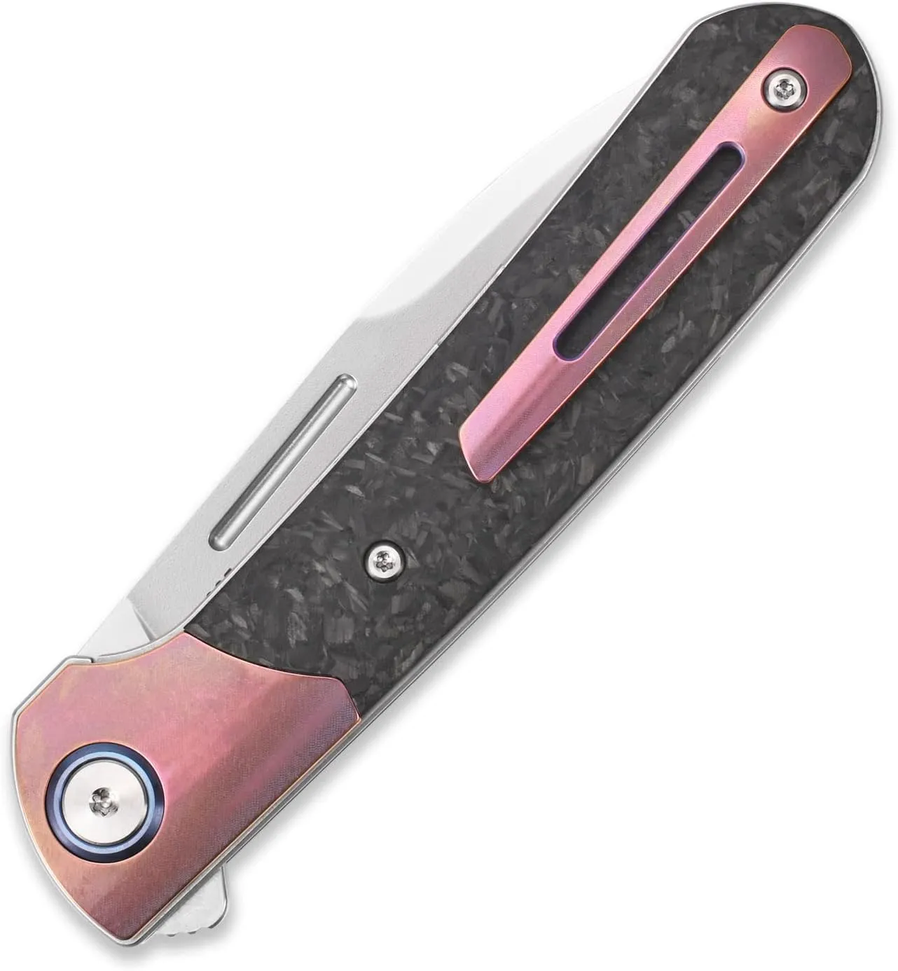 Sitivien ST995 Folding Pocket Knife,Handmade M390 Pearlescent Polishing Blade,Titanium & Carbon Fiber Handle EDC Tool Knife for Outdoor Camping,Hiking,Hunting,Survival(Pink) … …