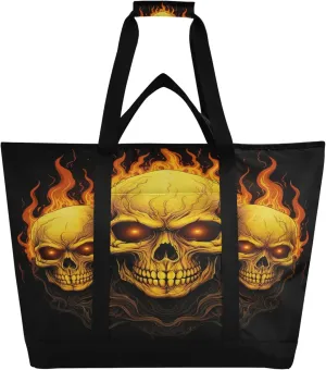 Skeleton Reusable Insulated Cooler Bag with Ice Pack Compartment - Large 47L Waterproof Thermal Grocery Tote for Picnic Beach Camping Lunch Storage