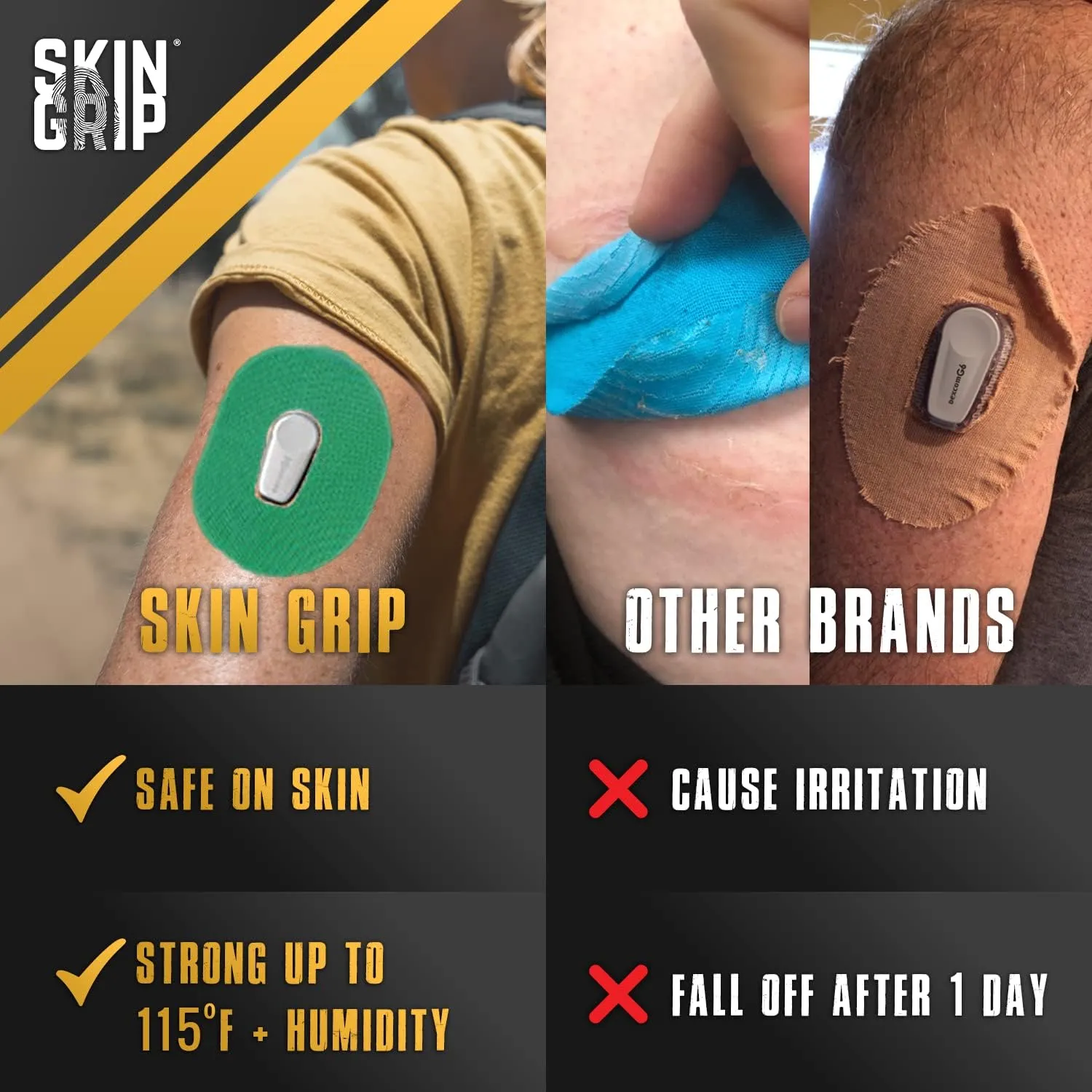 Skin Grip Adhesive Patch Compatible with Dexcom G6 Adhesive Patches Waterproof & Sweatproof with Cutout, Lasts 10-14 Days, Continuous Glucose Monitor Patch, CGM Sensor Cover – 20 Pack, Gemstones Pack