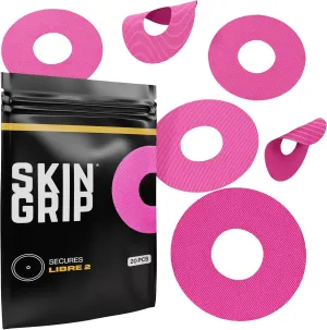 Skin Grip Freestyle Libre 2 & Lingo Sensors Cover – Compatible with Infusion Sets, Waterproof Adhesive Tape, Covers w/Cutout (Not for Libre3), Lasts 10-15 Days, CGM Sensor Patches, Pink
