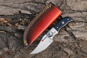 skinner Fixed Blade Knife stainless steel, EDC Knife 6.2-inch, Blade 2.8-inch, Full Tang With Straight Blade Knife, Resin Handle With Leather Sheath Outdoor Knife For Men (Black Cobra)