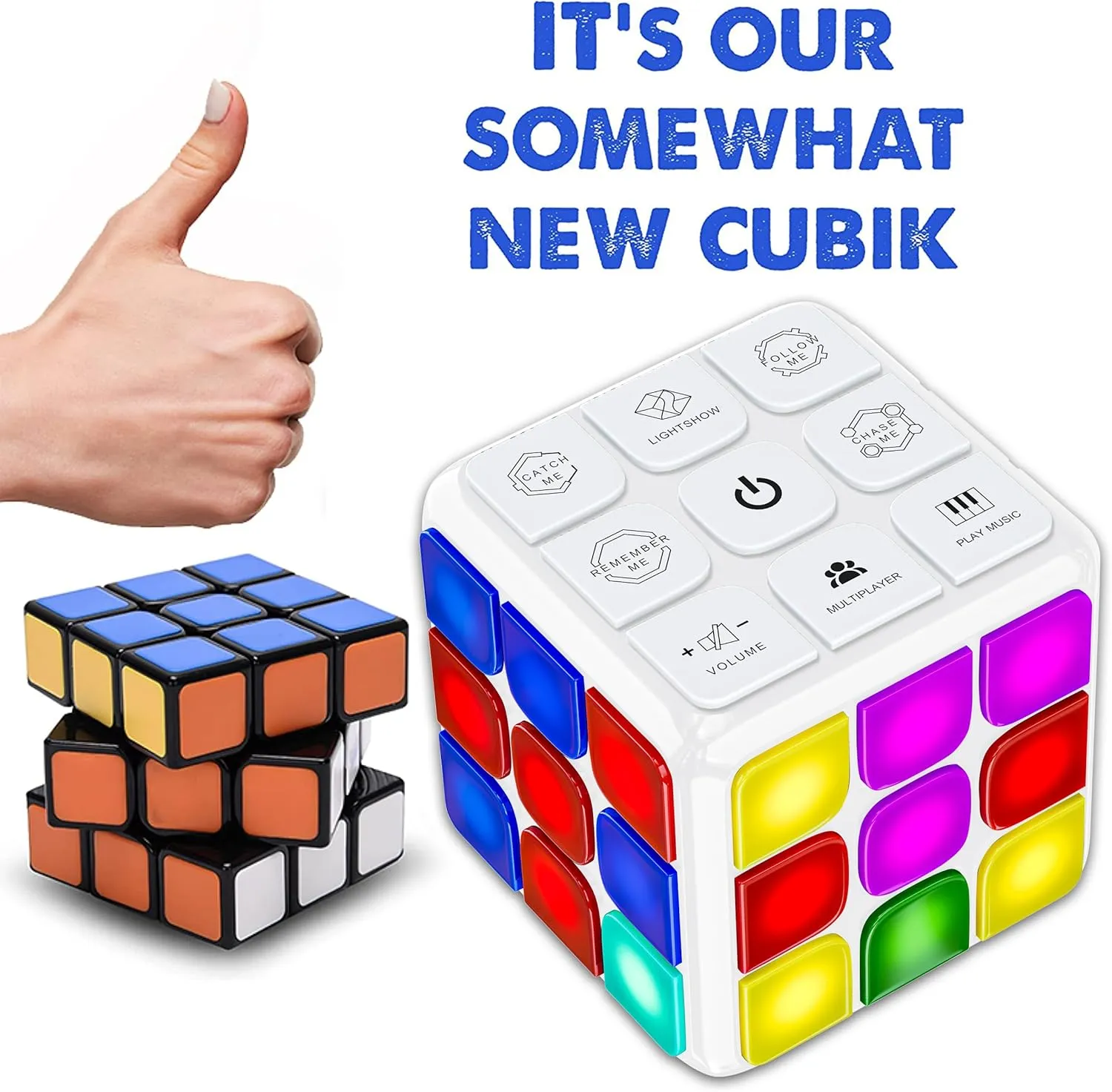Skywin Puzzle STEM Memory Cube Game, Entertaining, Fun & Unique Flashing Memory Cube, Electronic Memory & Speed Game Development for Kids & Adults, Brain Hands and Eyes Coordination Game Cubes (White)