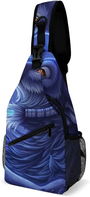 Sling Backpack for Women Men Multipurpose Anti-Theft Gym Crossbody Sack Satchel Outdoor Hiking Bag Tool Backpack, Blue Ocean Cool Wolf Art Crossbody Daypacks Chest Packs