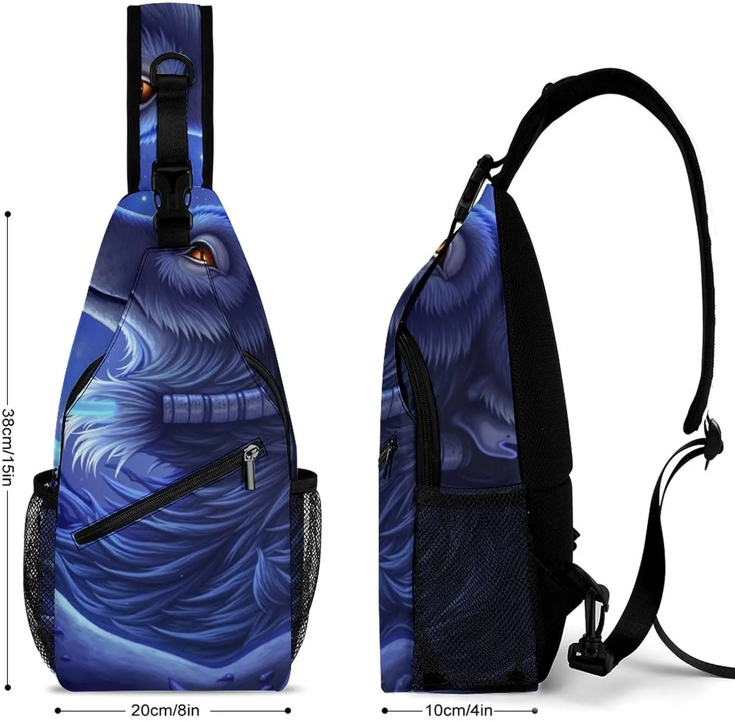 Sling Backpack for Women Men Multipurpose Anti-Theft Gym Crossbody Sack Satchel Outdoor Hiking Bag Tool Backpack, Blue Ocean Cool Wolf Art Crossbody Daypacks Chest Packs