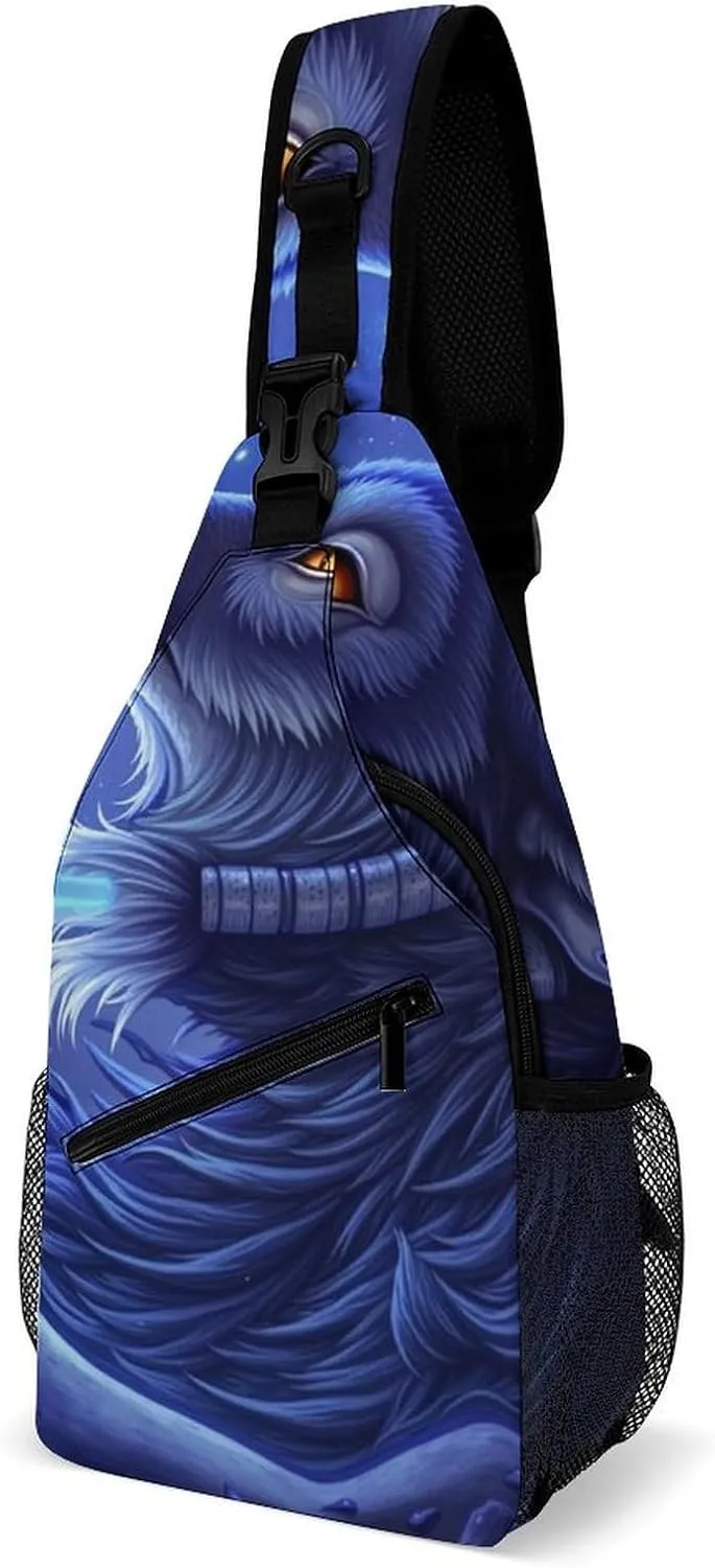 Sling Backpack for Women Men Multipurpose Anti-Theft Gym Crossbody Sack Satchel Outdoor Hiking Bag Tool Backpack, Blue Ocean Cool Wolf Art Crossbody Daypacks Chest Packs