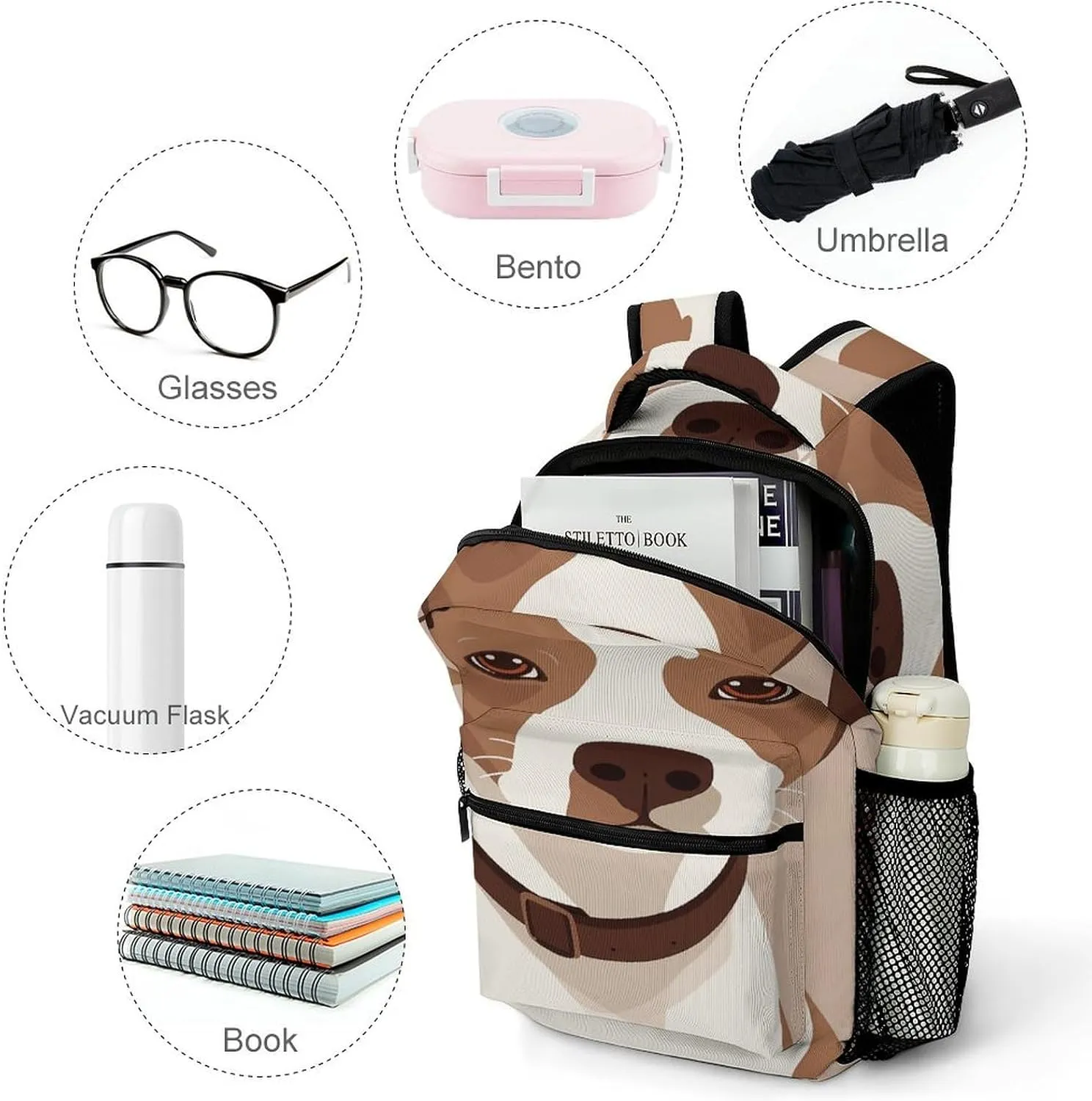 Small Backpacks Personalized Animation Style Dog Printing Travel Bag Lightweight Travel Backpack For Women Men