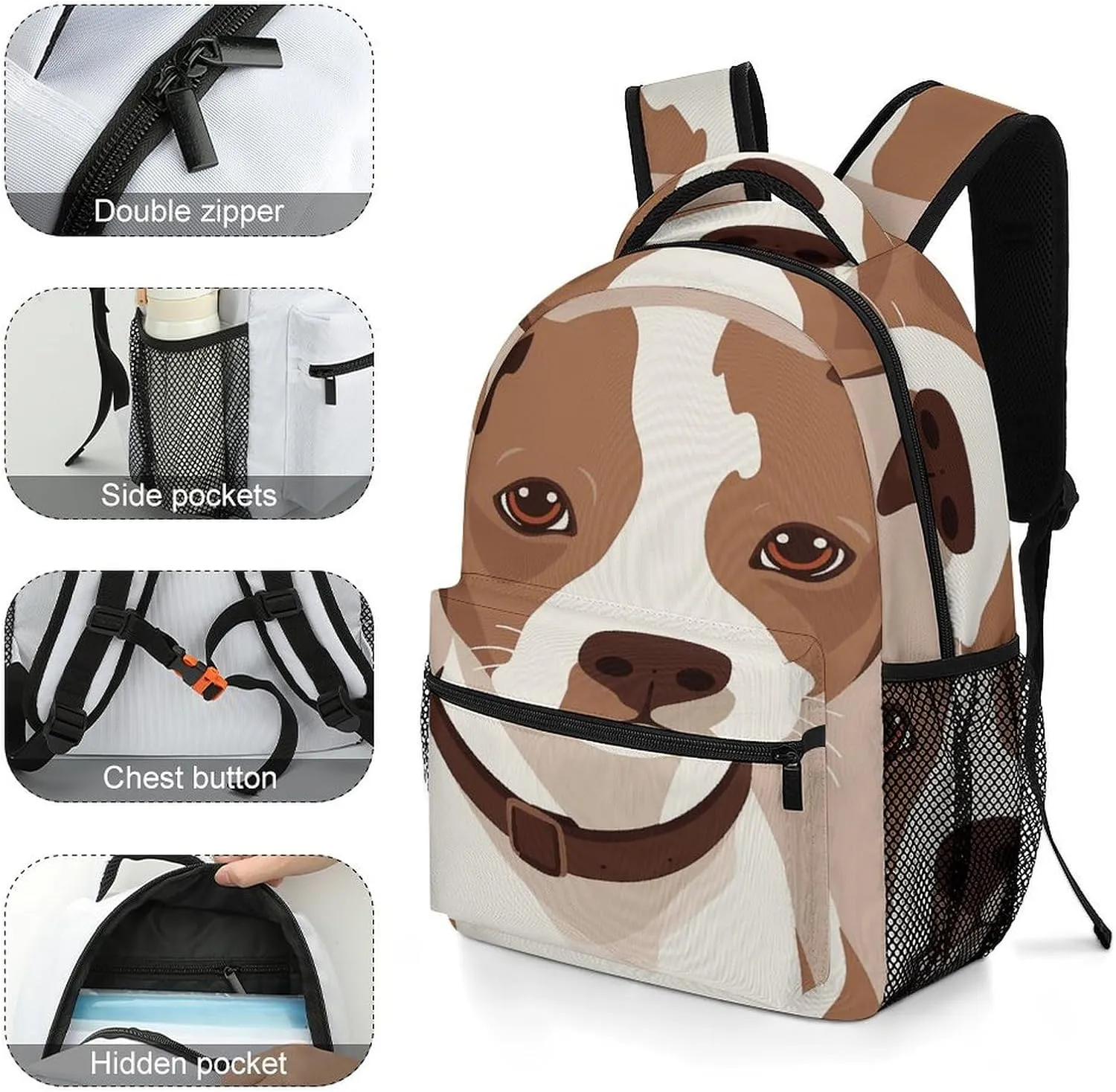 Small Backpacks Personalized Animation Style Dog Printing Travel Bag Lightweight Travel Backpack For Women Men