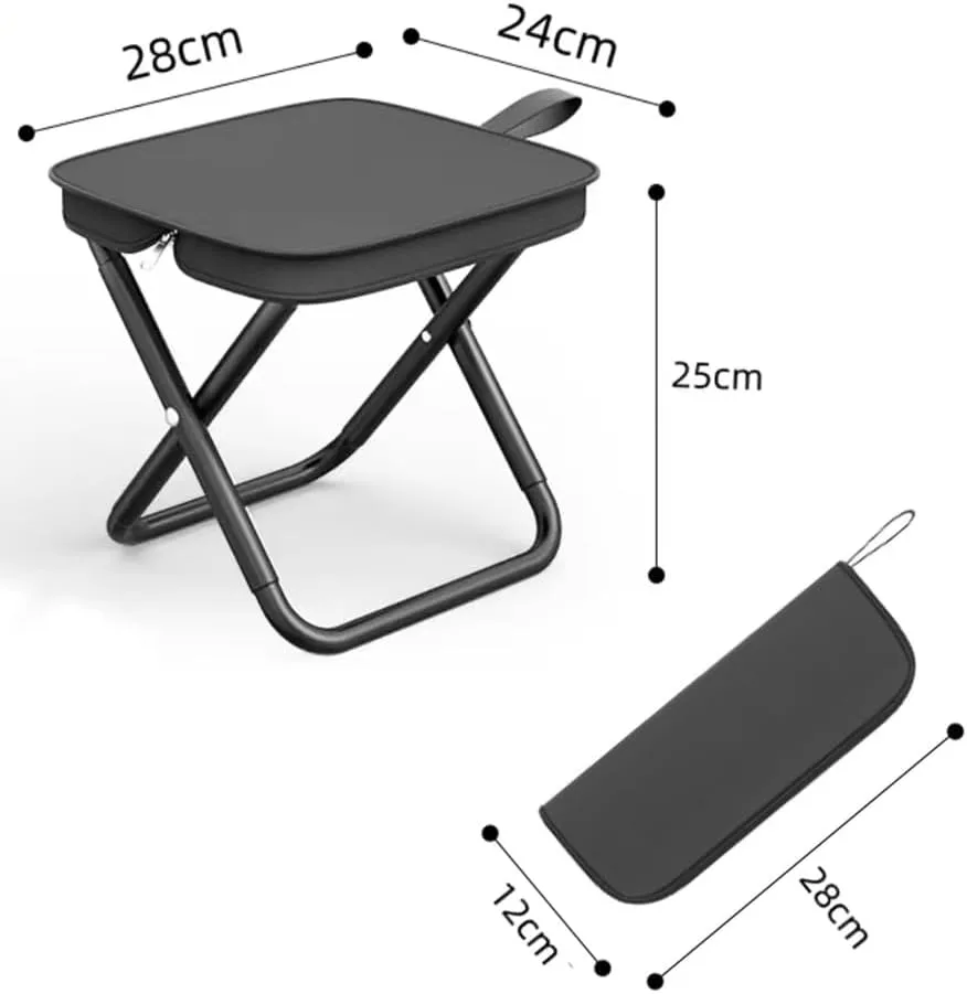 Small Folding Fishing Stool, Portable Foldable Outdoor Camping Stool, Lightweight Seat Compact Step Stool Low Chair for Hiking Picnic Bathroom(Black,Small)