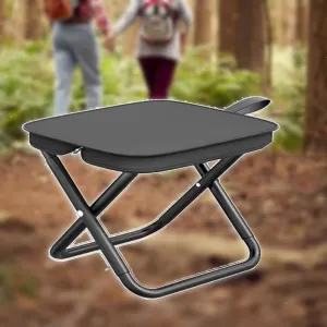 Small Folding Fishing Stool, Portable Foldable Outdoor Camping Stool, Lightweight Seat Compact Step Stool Low Chair for Hiking Picnic Bathroom(Black,Small)