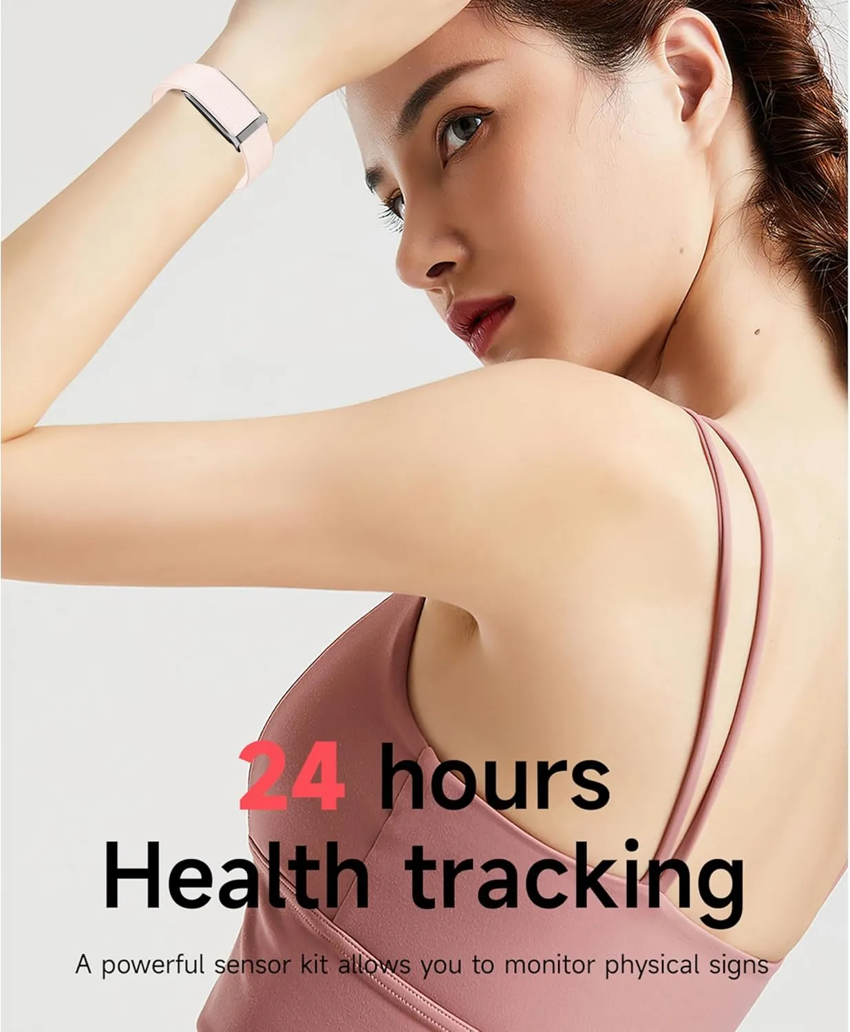Smart Health Wristband, Fitness Activity Tracker for Women, One-Touch Measurement Function, Measuring Heart Rate, Sleep, Stress Health Data, 120  Exercise Modes, Wearable Health Tracker with GPS(Pink)