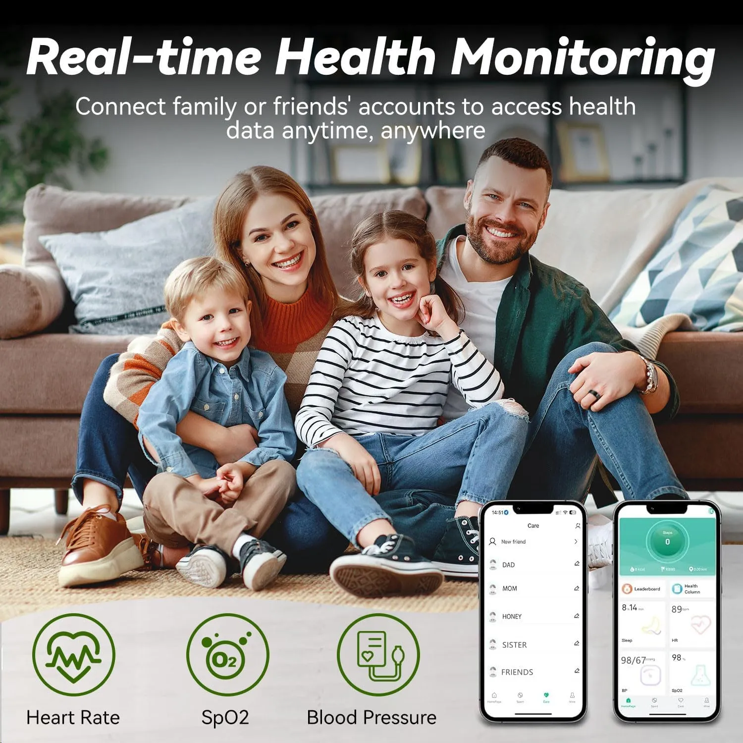 Smart Ring for Women Men, Sleep Tracker Ring with Heart Rate, Blood Oxygen, Fitness Ring for Activity Tracker/Steps/Calories, No Subscription, Waterproof Health Rings,Utra Battery Life